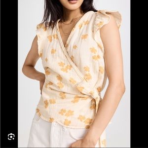 Madewell flutter sleeve wrap top. Size S. Floral.